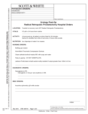 Urology Post-Op Orders