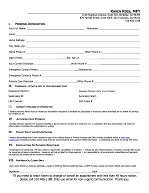 Mental Health Client Intake Form