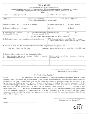 Form 15G Declaration for No TDS Deduction