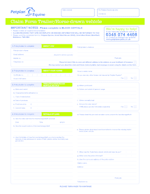Petplan Equine Trailer Claim Form