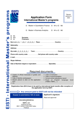 Academic cv for masters application pdf - Application Form International Masters programs - EISTI