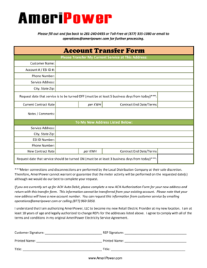 Account Transfer Form