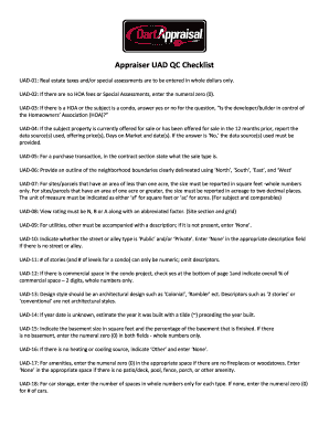 UAD Appraisal Quality Checklist