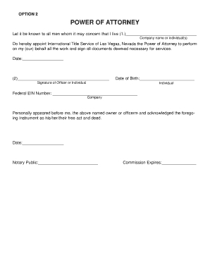 Power of Attorney for International Title Service