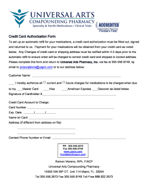 Florida Credit Card Authorization Form