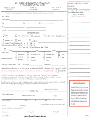 2015 Cook County Real Estate Valuation Complaint
