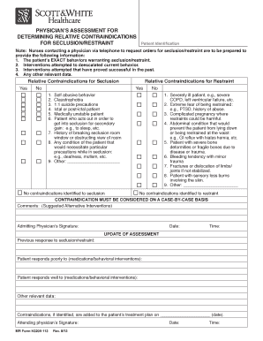 Physician's Assessment for Seclusion/Restraint