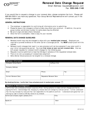 Renewal Date Change Request Form