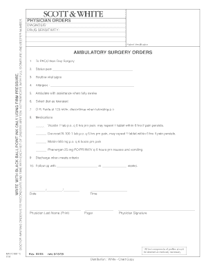 Physician Orders for Ambulatory Surgery