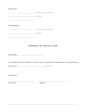 Résiliation du contrat au pair