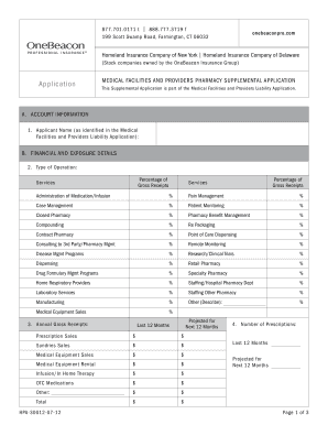 Medical Facilities and Providers Pharmacy Supplemental Application