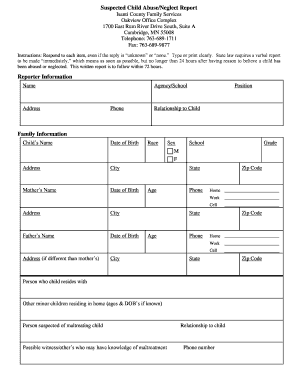 Suspected Child Abuse Report Form