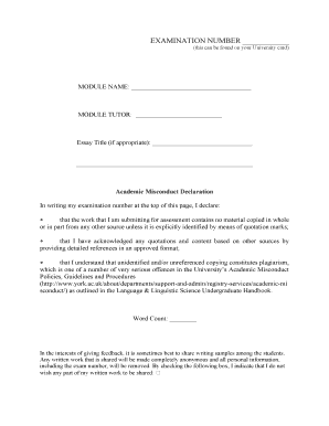 Academic Misconduct Declaration Form