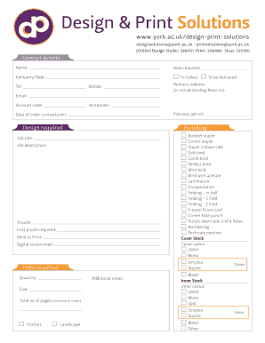 University of York Print Order Form