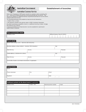 Establishment of Branches Form