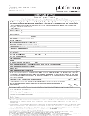Certificate of Title for Mortgage