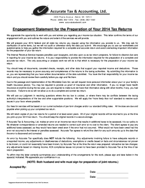 Engagement Statement for 2014 Tax Return Preparation