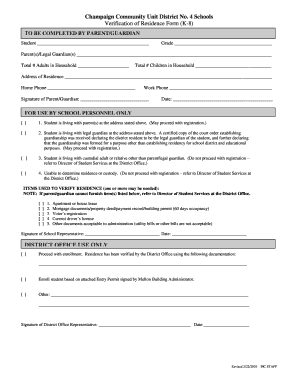 Verification of Residence Form