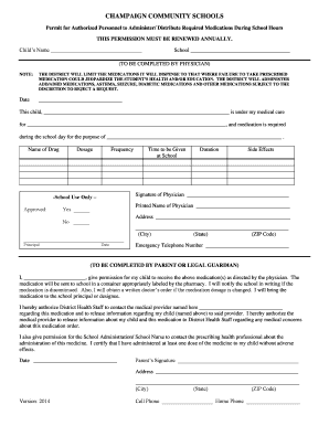 School Medication Administration Permission Form