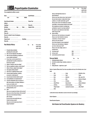 Preparticipation Physical Examination Form