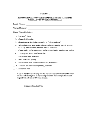Distance Education Course Checklist