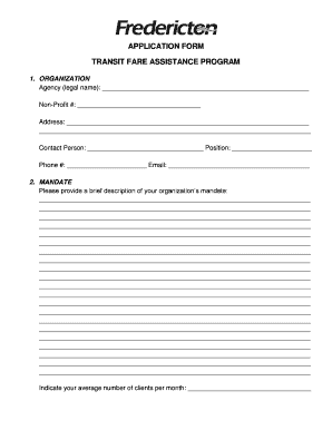 Transit Fare Assistance Program Application Form