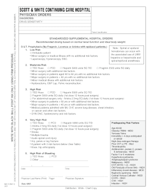 Physician Orders for D.V.T. Prophylaxis