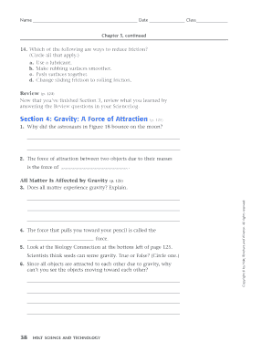 Science Worksheet on Gravity