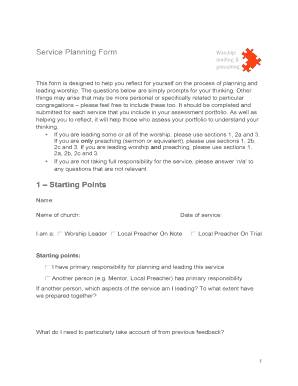 Service Planning Form