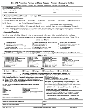 Ohio WIC Prescribed Formula and Food Request