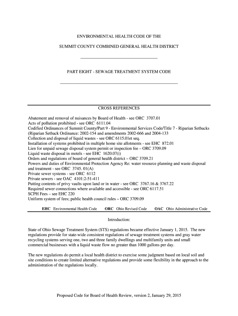 Fillable Online scphoh ENVIRONMENTAL HEALTH CODE OF THE Summit County