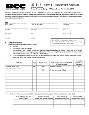 2013-14 Financial Aid Verification Form