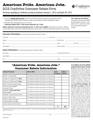 2012 Comfortex Consumer Rebate Form