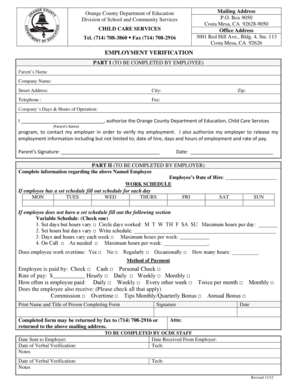Employment Verification Form