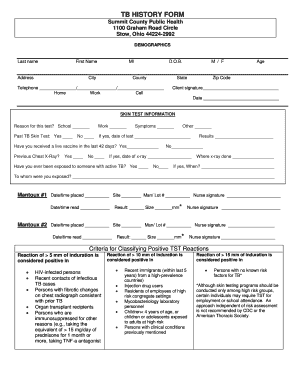 Tuberculosis History Form