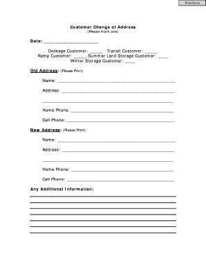 Customer Change of Address Form