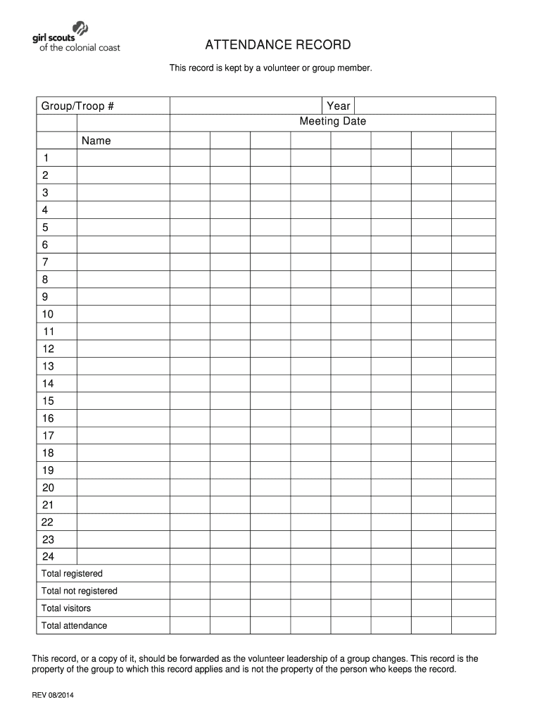 Fillable Online gsccc ATTENDANCE RECORD - gscccorg Fax Email Print ...