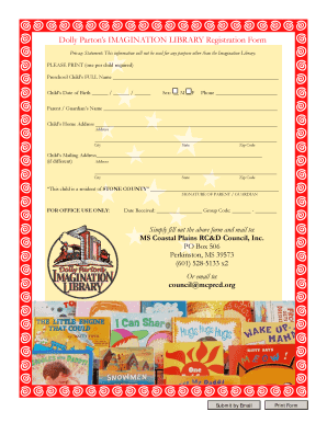 Dolly Parton’s Imagination Library Registration Form