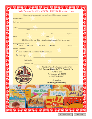 Dolly Parton’s IMAGINATION LIBRARY Donation Form