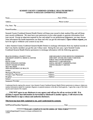 Summit County Medical Consent Form