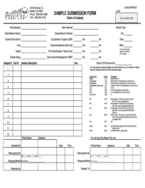 Sample Submission Form for Lab Use
