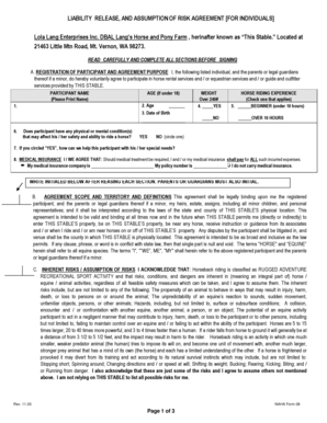 fillable online release form all ages langs horse and langs horse and pony farm