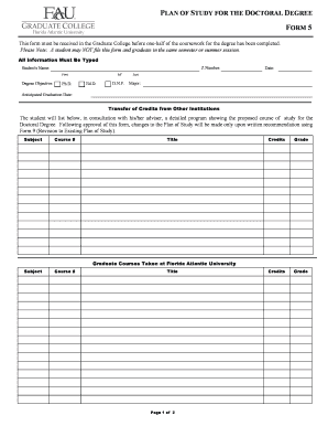 Doctoral Degree Plan of Study Form