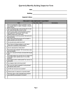 Quarterly Building Inspection Form