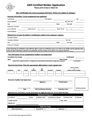 AWS Certified Welder Application