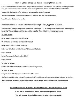IRS Tax Return Transcript Request