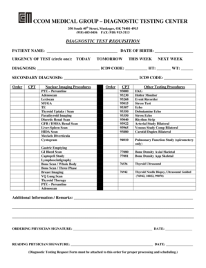 Diagnostic Test Requisition Form