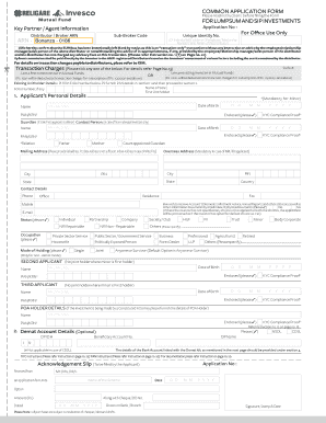 Mutual Fund Investment Application Form