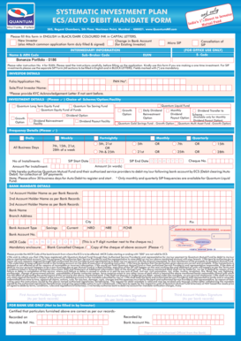 Quantum Mutual Fund Systematic Investment Plan Form