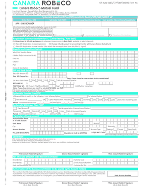 Canara Robeco Mutual Fund SIP Auto Debit Form
